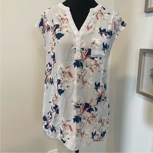 Camber & Grace Floral Mixed Media Blouse GUC